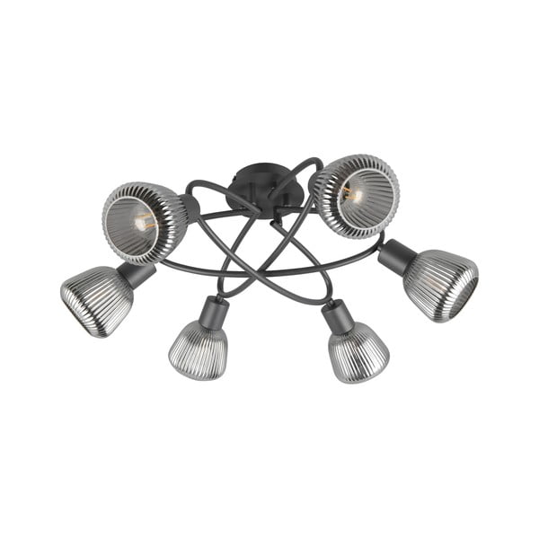 Čierne stropné svietidlo so skleneným tienidlom Tarifa – Trio