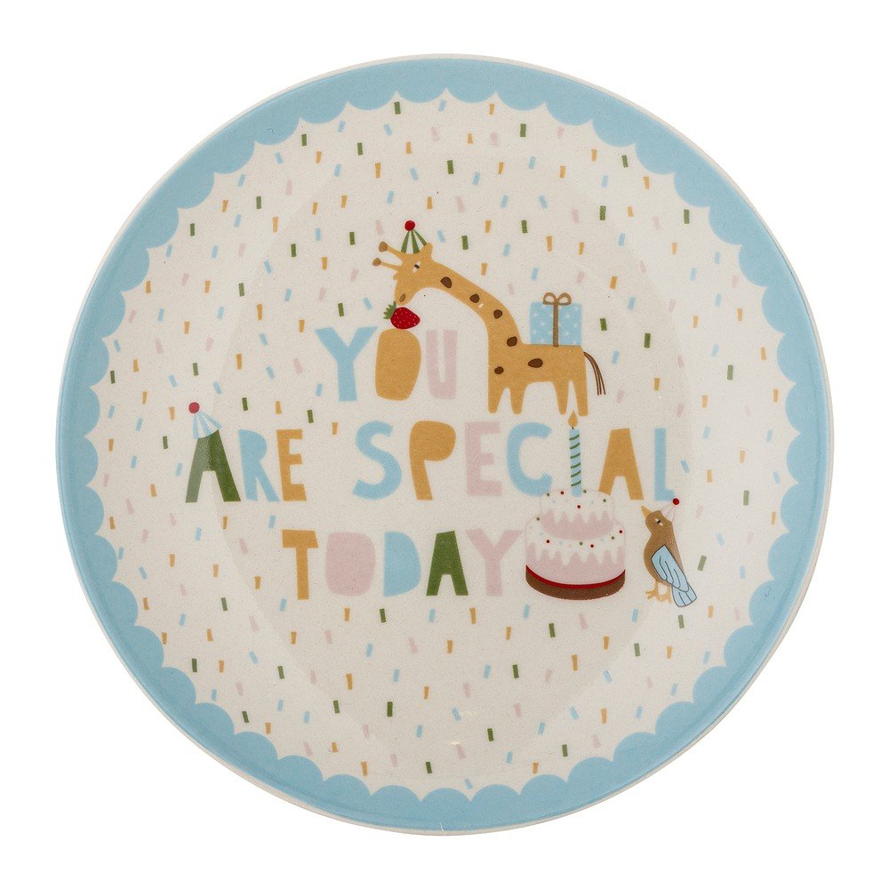 Svetlomodrý/krémovobiely kameninový detský tanier ø 16 cm Celebrate – Bloomingville Mini