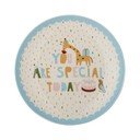 Svetlomodrý/krémovobiely kameninový detský tanier ø 16 cm Celebrate – Bloomingville Mini