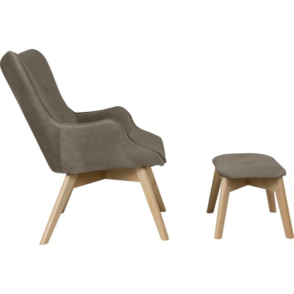 Svetlohnedé zamatové kreslo s podnožkou Niko – Ropez-image-3