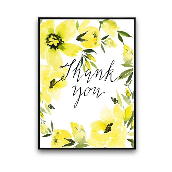 Plagát so žltými kvetmi Thank You, 30 x 40 cm