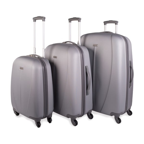 Sada 3 svetlosivých cestovných kufrov na kolieskach Arsamar Wright
