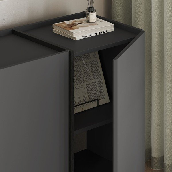 Antracitová komoda s otvorom pre káble 180x80x45 cm Dorma – Kalune Design-image-3