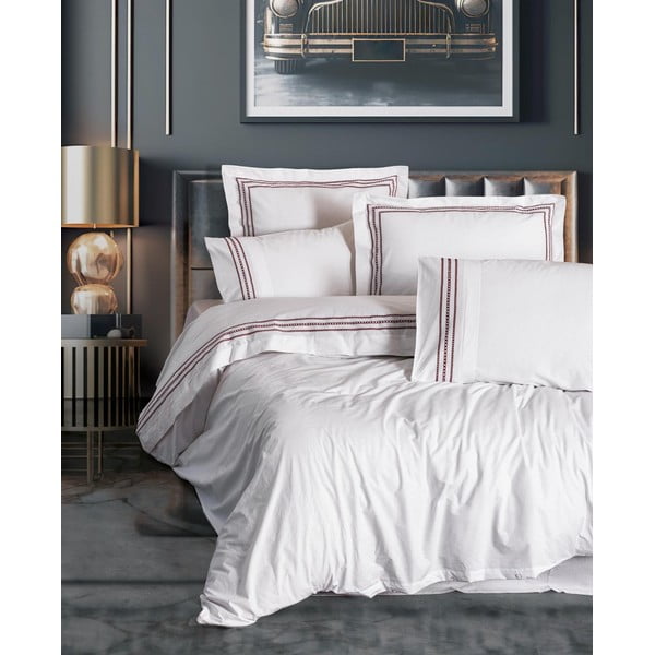 Biele obliečky na jednolôžko z bavlny Renforcé 140x200 cm Red Heritage Lines – Mila Home Luxury