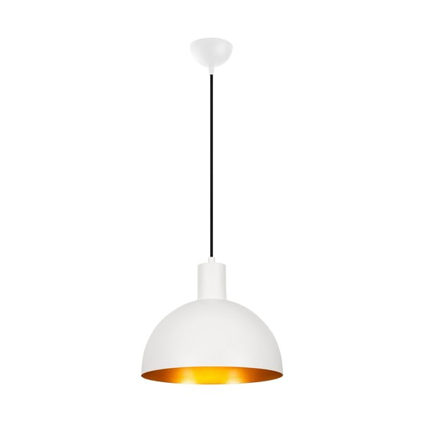 Závesné svietidlo v bielej a zlatej farbe s kovovým tienidlom ø 30 cm Sivani – Opviq lights