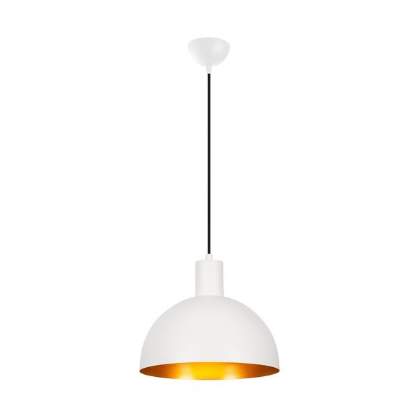 Závesné svietidlo v bielej a zlatej farbe s kovovým tienidlom ø 30 cm Sivani – Opviq lights