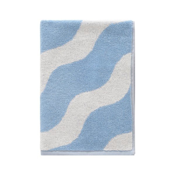 Biely/svetlomodrý bavlnený uterák 50x70 cm Waves – Jotex