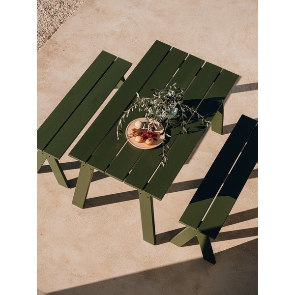 Zelená drevená záhradná lavica Navo – noo.ma-image-3