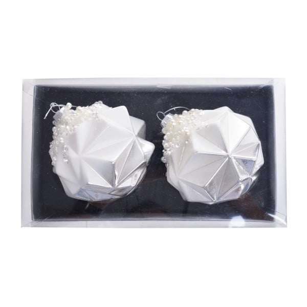 Sada 2 bielych sklenených závesných dekorácií Ewax Origami