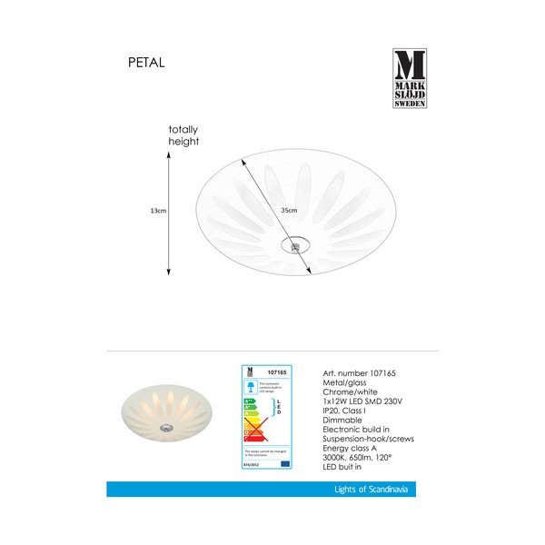 Biele stropné LED svietidlo Markslöjd Petal, ø 35 cm-image-1