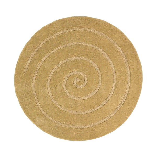 Béžový vlnený koberec Think Rugs Spiral, ⌀ 180 cm