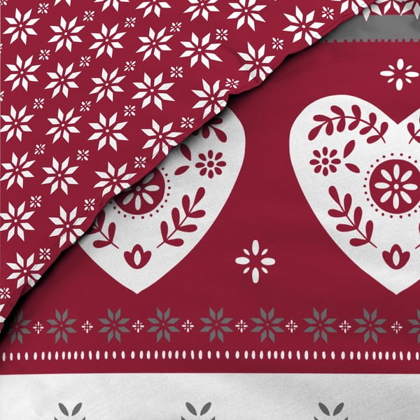 Červené predĺžené bavlnené obliečky na dvojlôžko 240x220 cm Alpage – douceur d'intérieur-image-3