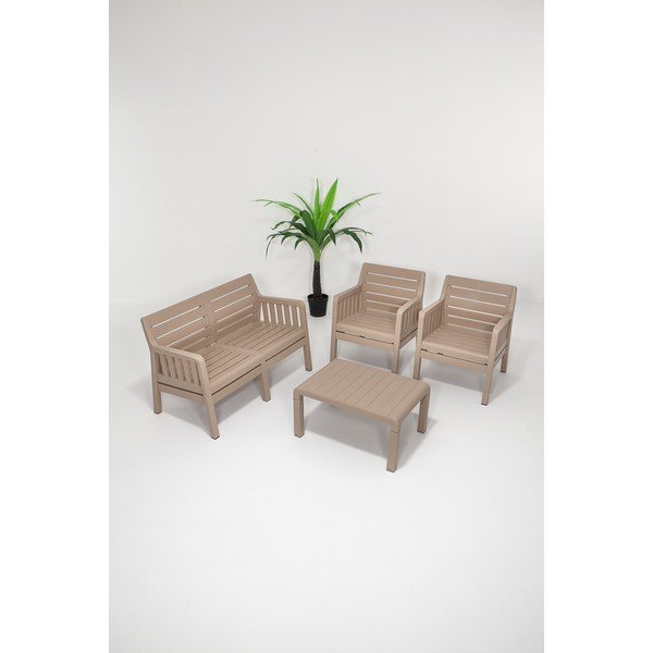 Béžová záhradná lounge súprava pre 4 Lara – Floriane Garden-image-1