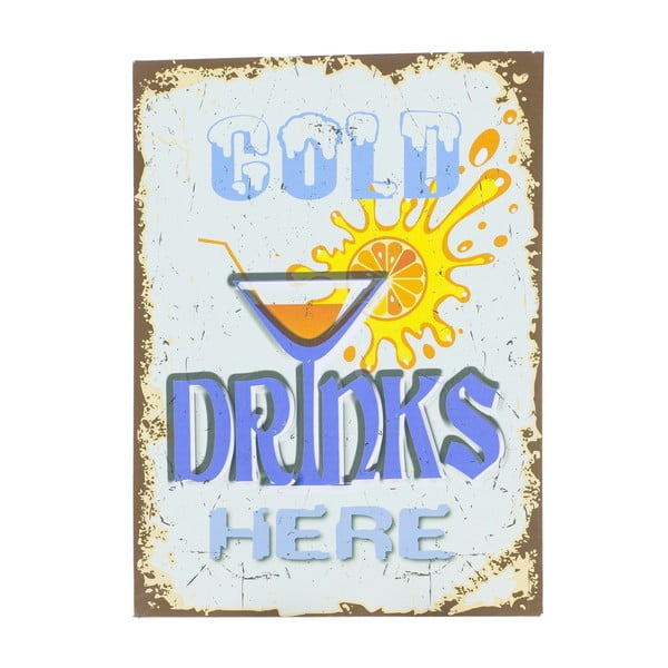 Nástenná ceduľa Novita Cold Drinks, 30 x 40 cm
