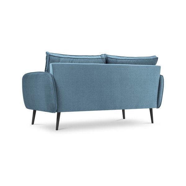 Svetlomodrá zamatová pohovka s čiernymi nohami Kooko Home Lento, 158 cm-image-3