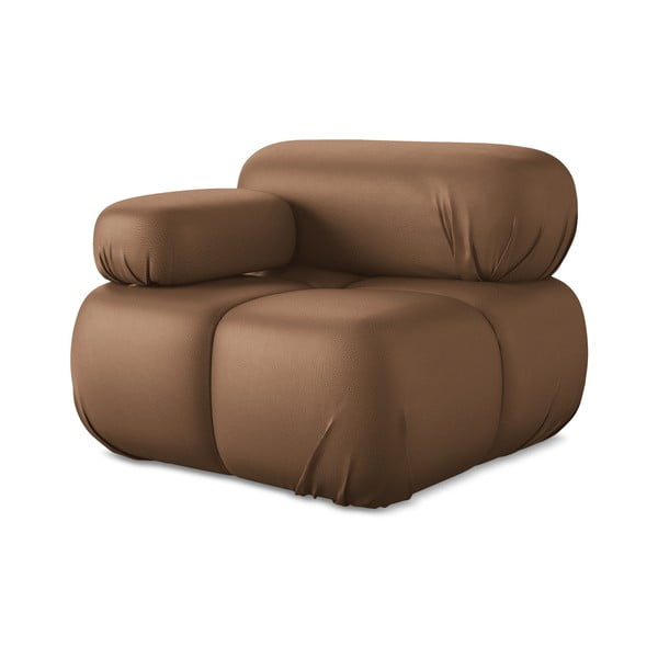 Hnedý modul pohovky z imitácie kože (ľavý roh) Lokua – Makamii-image-2