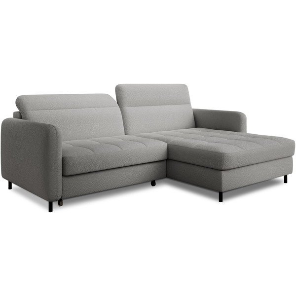 Sivá rozkladacia/s úložným priestorom rohová pohovka z textílie buklé (pravý roh/s leňoškou) Gomsi – ELTAP-image-2