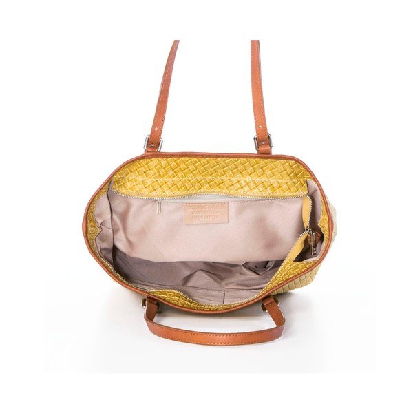 Horčicová kabelka z pravej kože Federica Bassi Puro-image-4