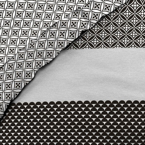 Čierno-biele bavlnené obliečky na dvojlôžko/predĺžené s plachtou/6-dielne 240x220 cm Meiko – douceur d'intérieur-image-2