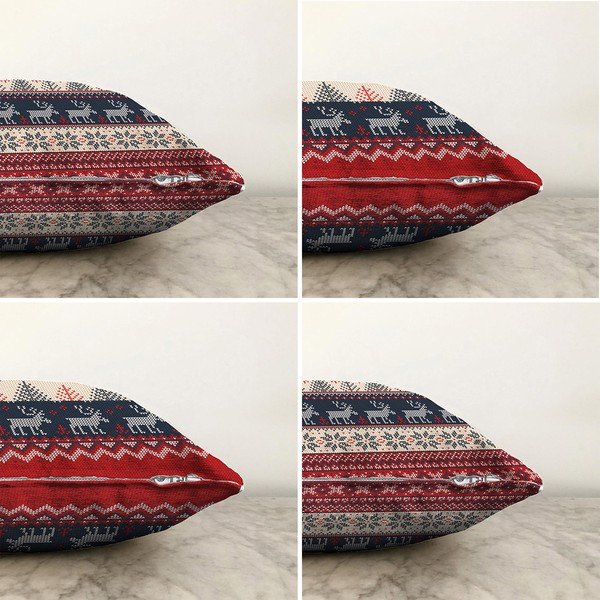 Súprava 4 vianočných žinylkových obliečok na vankúš Minimalist Cushion Covers Blue Nordic, 55 x 55 cm-image-1