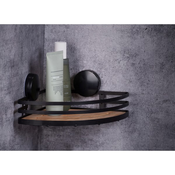 Čierna rohová kúpeľňová polica Wenko Alba-image-1