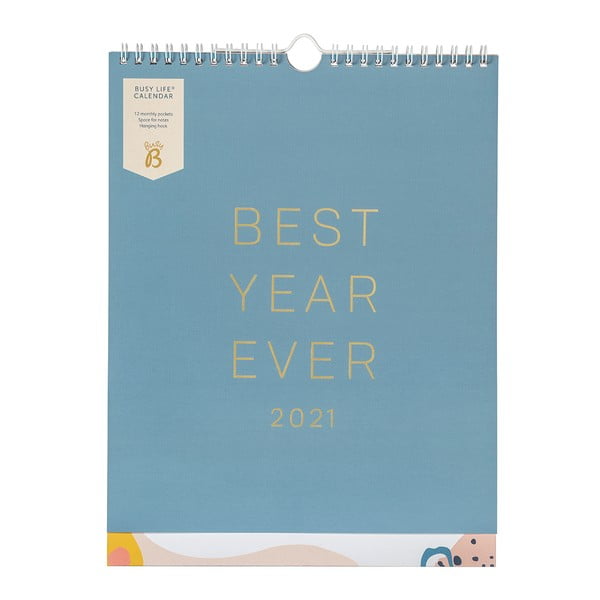 Nástenný modrý kalendár Busy B, 13 strán