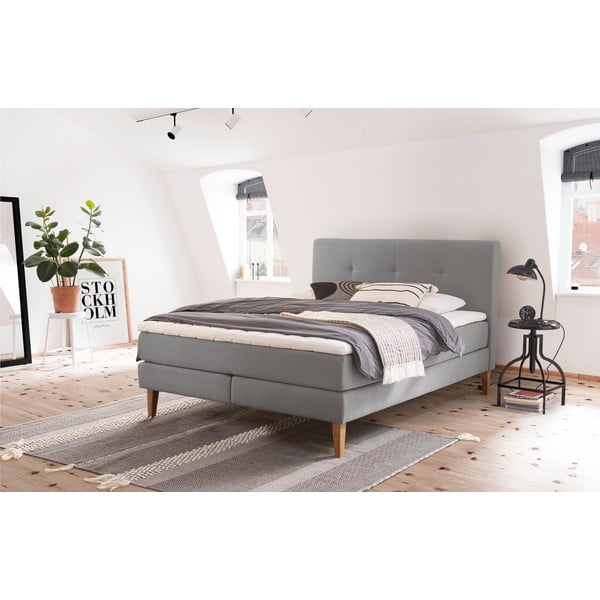 Svetlosivá boxspring posteľ 160x200 cm Stockholm – Meise Möbel-image-1