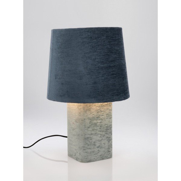 Modrá kovová stolová lampa s textilným tienidlom (výška  50 cm) Demra – Bizzotto-image-1