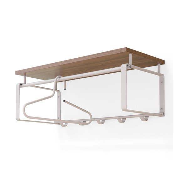 Oceľový nástenný vešiak v prírodnej farbe/taupe s poličkou 70 cm Rex – Spinder Design