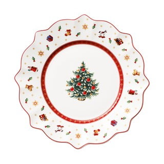 Bielo-červený porcelánový vianočný tanier Toy's Delight Villeroy&Boch, ø 24 cm
