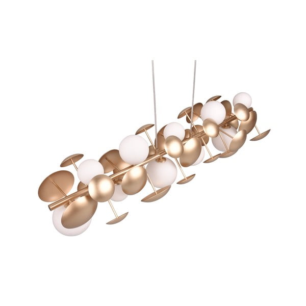 Závesné svietidlo so skleneným tienidlom v zlato-bielej farbe Bubble – Trio Select-image-4