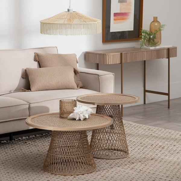 Ratanový okrúhly odkladací stolík ø 55 cm – Ixia-image-1