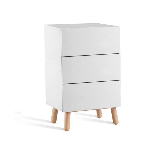 Biela komoda s 3 zásuvkami Jitona Mamma, dĺžka 60 cm