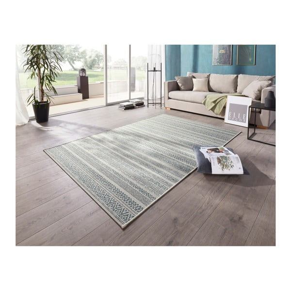 Svetlokrémovo-modrý koberec vhodný aj do exteriéru Elle Decoration Bloom Torcy, 80 × 150 cm-image-1