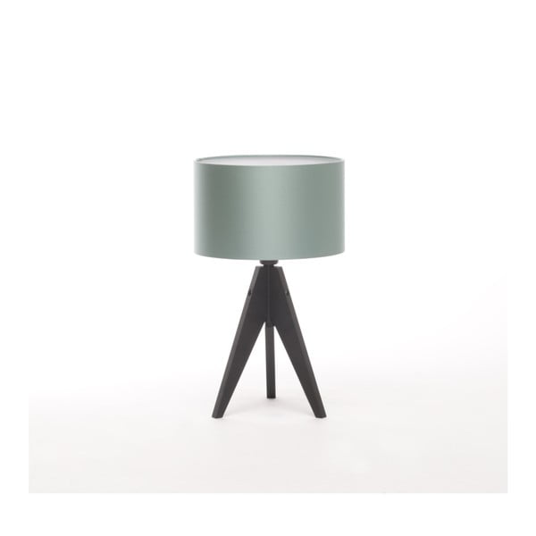 Oceľovomodrá stolová lampa 4room Artist, čierna lakovaná breza, Ø 25 cm