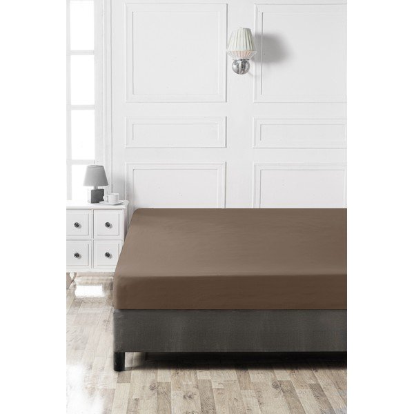 Hnedá napínacia bavlnená plachta 140x200 cm – Mijolnir-image-2