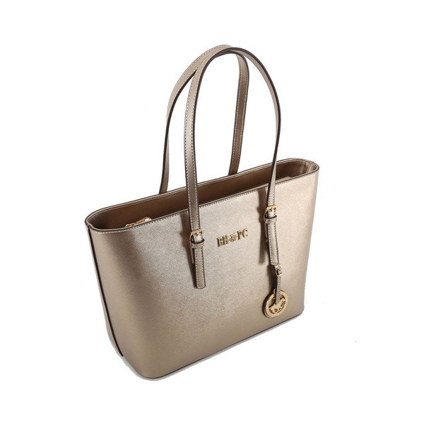 Krémovobiela kabelka z eko kože so zlatými odleskami Beverly Hills Polo Club Anne-image-3