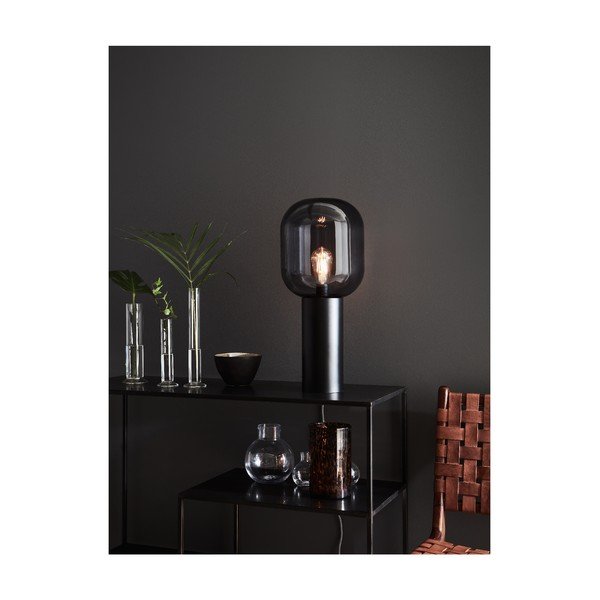 Sivá stolová lampa Markslöjd Brooklyn Smoke, ø 24 cm-image-1