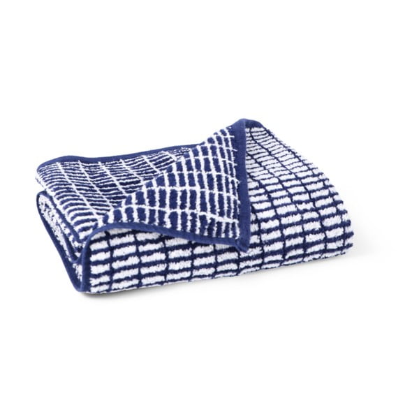 Biely/modrý froté uterák s prímesou bambusu 50x100 cm Nuance – JUNA