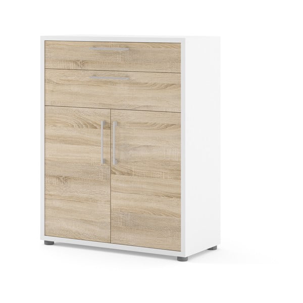 Biela/v prírodnej farbe modulárna knižnica v dekore duba 89x113 cm Prima – Tvilum-image-1