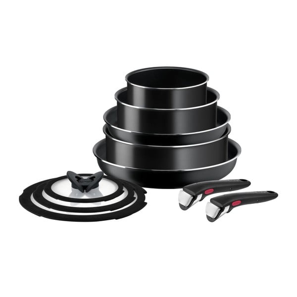 Hliníková súprava riadu 10 ks INGENIO EASY COOK & CLEAN BLAC L1549042 – Tefal