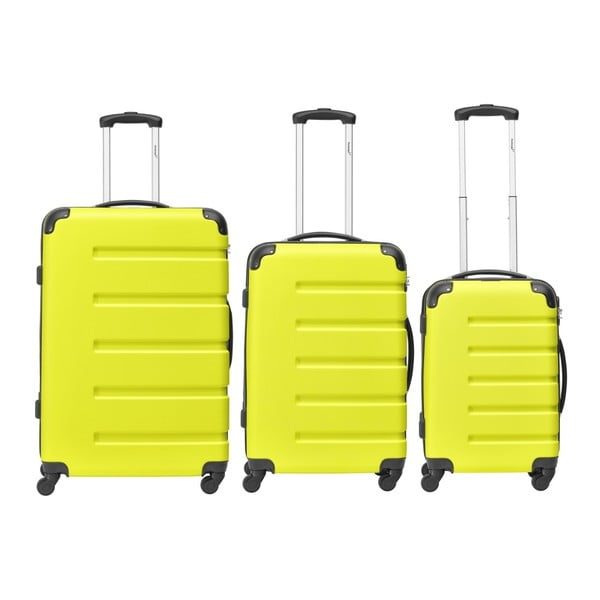 Sada 3 cestovných kufrov limetkové barvy Packenger