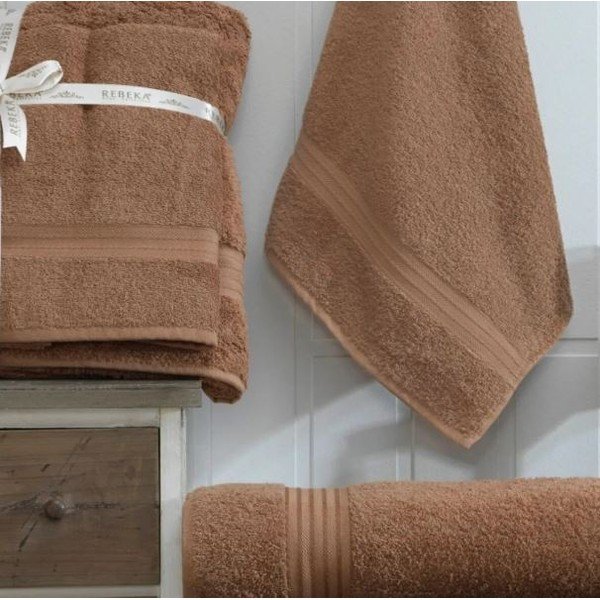 Hnedé bavlnené uteráky a osušky v súprave 2 ks – Mila Home-image-1