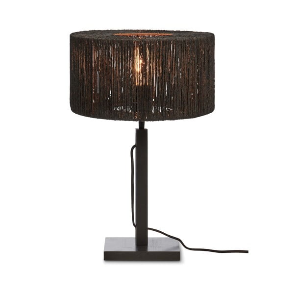 Čierna stolová lampa s tienidlom z juty (výška 37 cm) Iguazu – Good&amp;Mojo