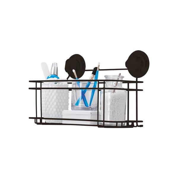 Čierna samodržiaca nástenná kúpeľňová polička Compactor Bestlock Black All Purpose Holder, 30 x 20,5 cm-image-3