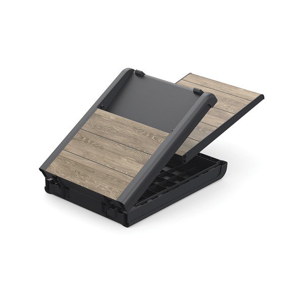 Tmavohnedé plastové polohovacie/skladacie záhradné ležadlo Deco Porto – Keter-image-3