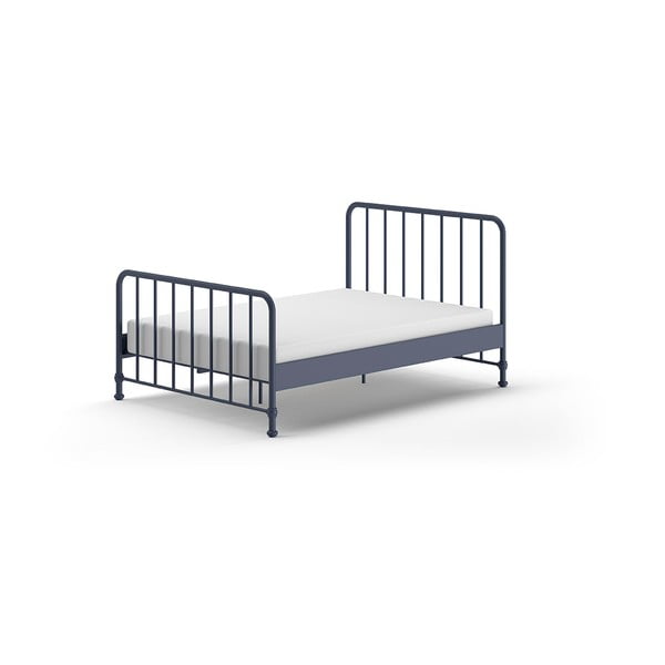 Modrá kovová dvojlôžková posteľ s roštom 140x200 cm BRONXX – Vipack