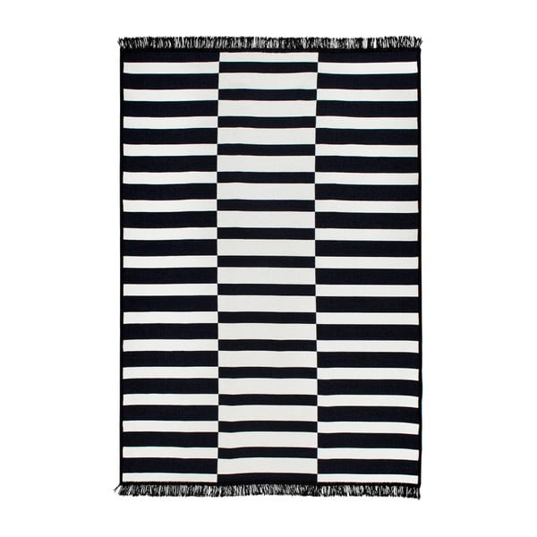 Čierno-biely obojstranný koberec Poros, 140 × 215 cm