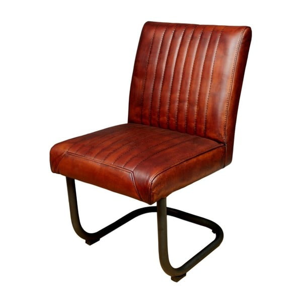 Svetlohnedá jedálenská stolička s koženým poťahom a opierkami HSM Collection Nevada