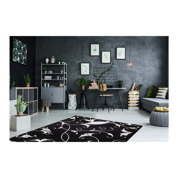 Čierno-biely koberec Obsession My Black & White Baw Blac, 80 × 150 cm